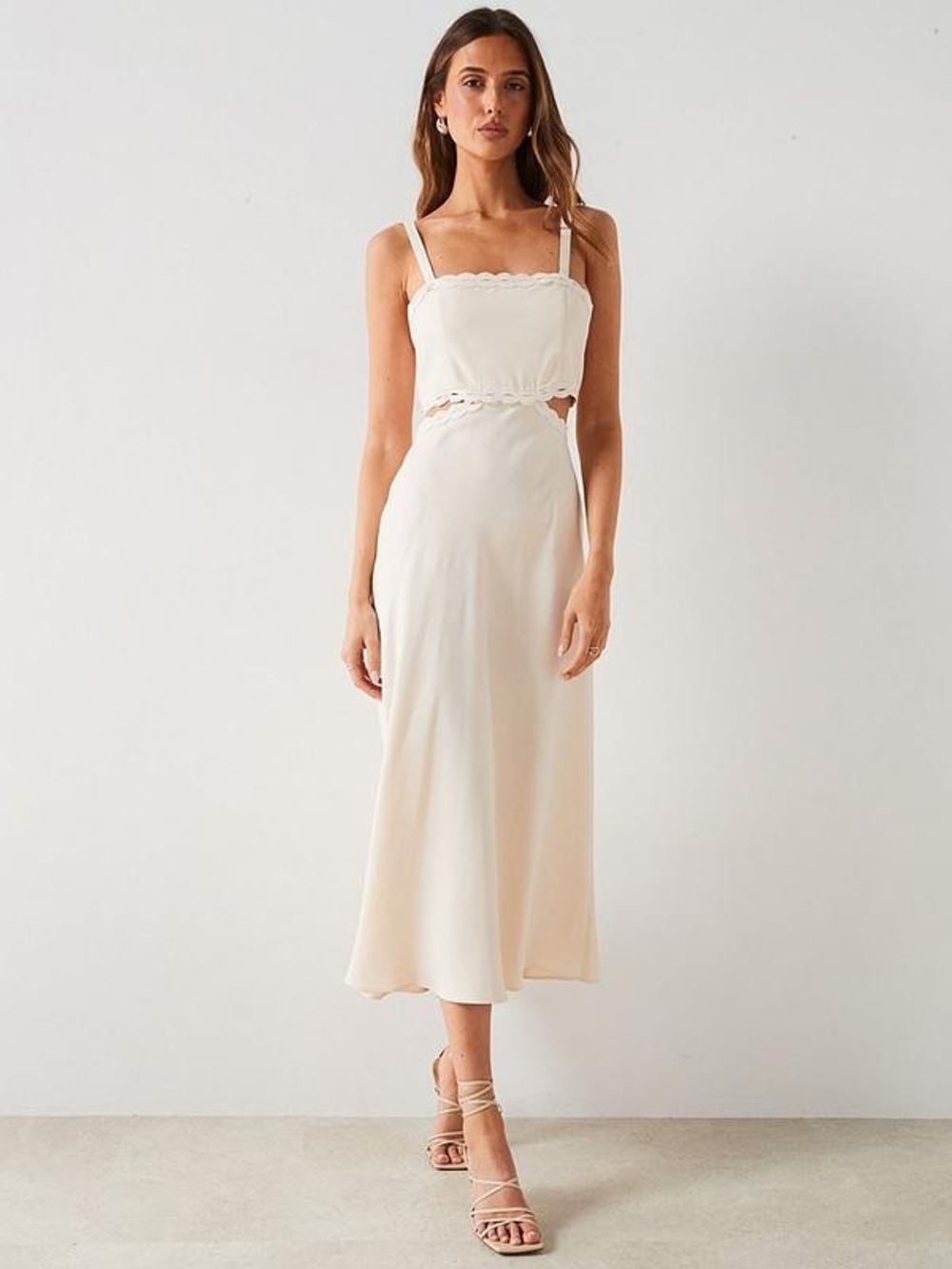 Mango premium trim cut out slip dress